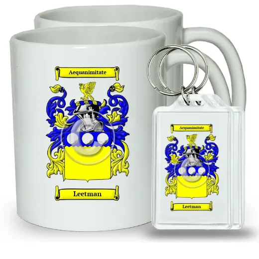 Leetman Pair of Coffee Mugs and Pair of Keychains