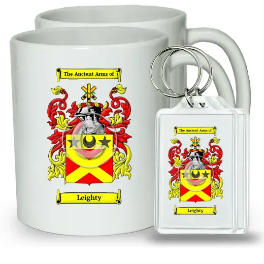 Leighty Pair of Coffee Mugs and Pair of Keychains