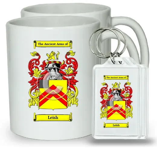 Leish Pair of Coffee Mugs and Pair of Keychains