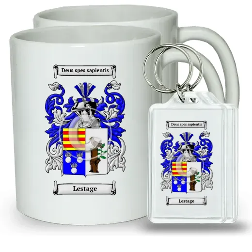 Lestage Pair of Coffee Mugs and Pair of Keychains
