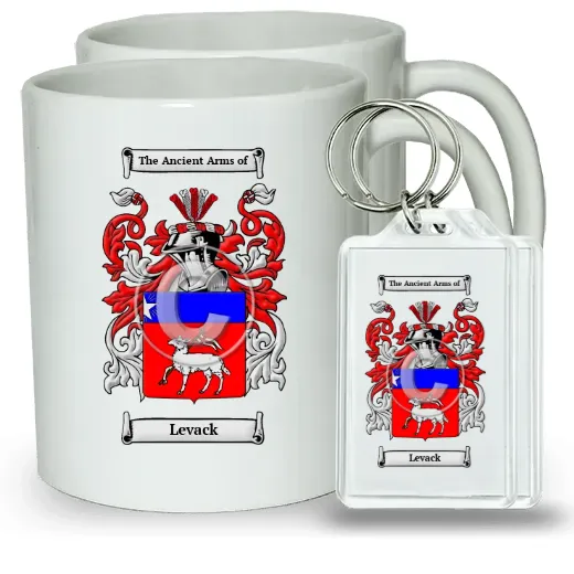 Levack Pair of Coffee Mugs and Pair of Keychains