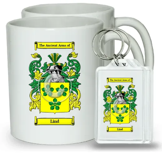 Lind Pair of Coffee Mugs and Pair of Keychains
