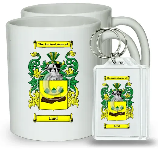 Lind Pair of Coffee Mugs and Pair of Keychains