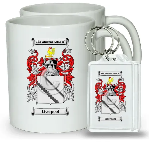 Liverpool Pair of Coffee Mugs and Pair of Keychains