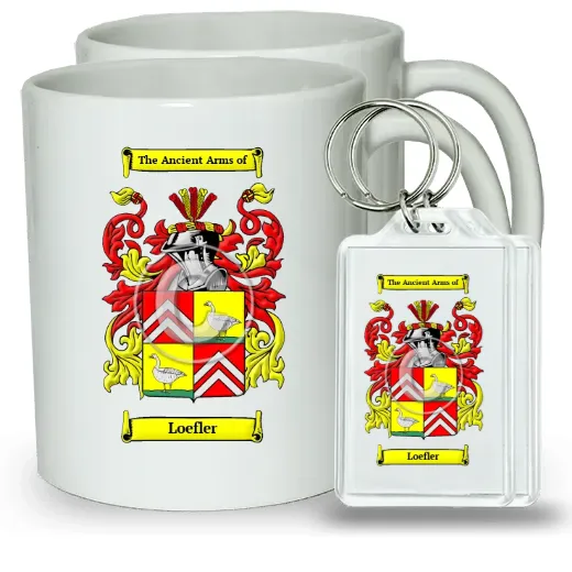 Loefler Pair of Coffee Mugs and Pair of Keychains