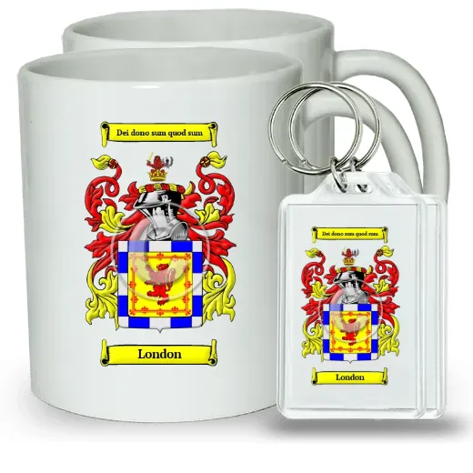London Pair of Coffee Mugs and Pair of Keychains