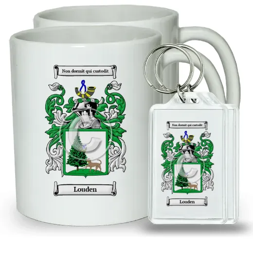 Louden Pair of Coffee Mugs and Pair of Keychains