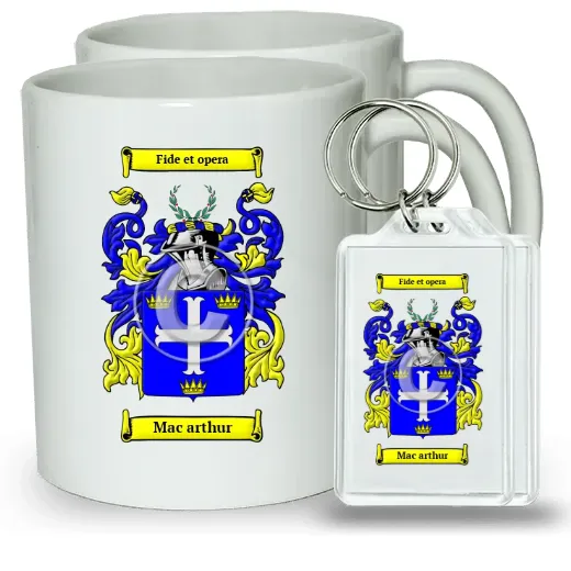 Mac arthur Pair of Coffee Mugs and Pair of Keychains