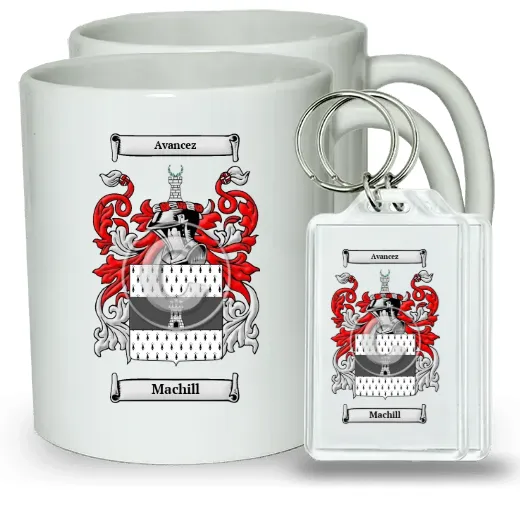 Machill Pair of Coffee Mugs and Pair of Keychains