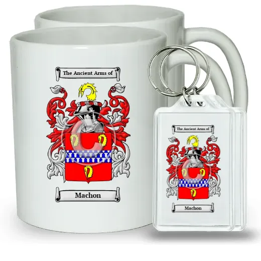 Machon Pair of Coffee Mugs and Pair of Keychains