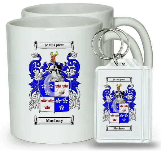 MacInay Pair of Coffee Mugs and Pair of Keychains