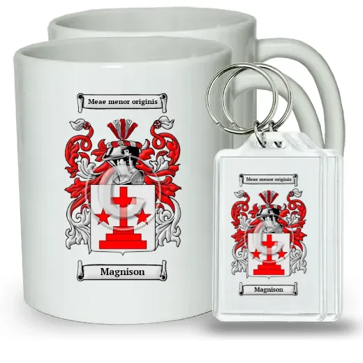 Magnison Pair of Coffee Mugs and Pair of Keychains
