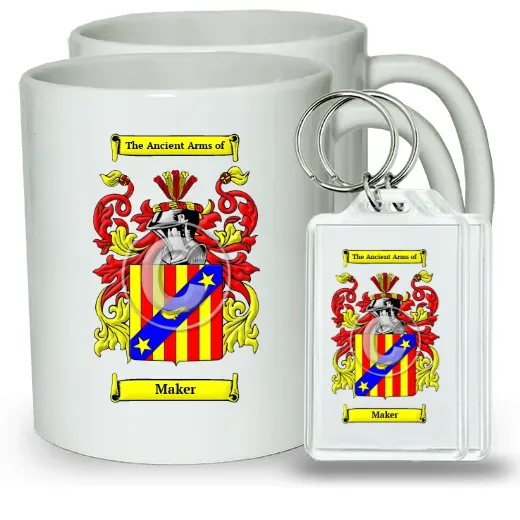 Maker Pair of Coffee Mugs and Pair of Keychains