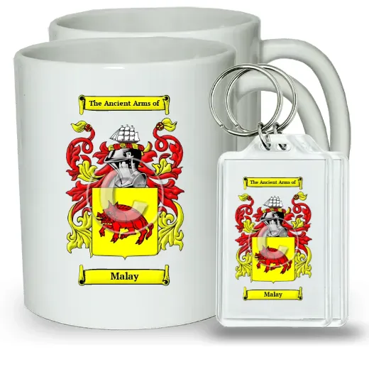 Malay Pair of Coffee Mugs and Pair of Keychains