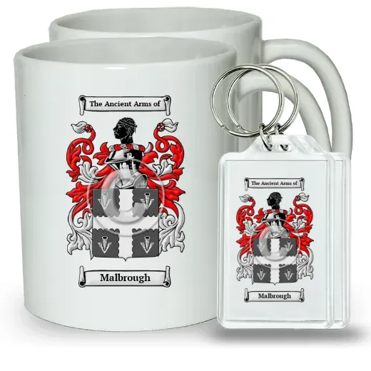 Malbrough Pair of Coffee Mugs and Pair of Keychains