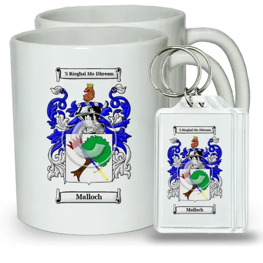 Malloch Pair of Coffee Mugs and Pair of Keychains