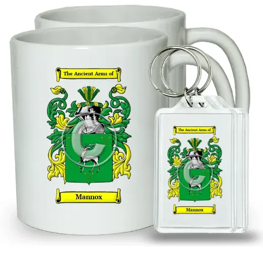 Mannox Pair of Coffee Mugs and Pair of Keychains