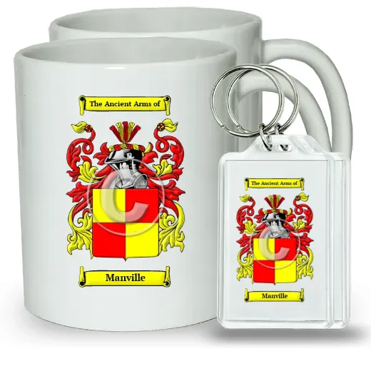 Manville Pair of Coffee Mugs and Pair of Keychains