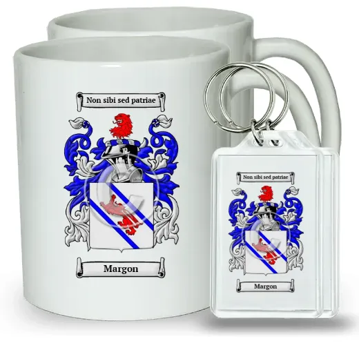 Margon Pair of Coffee Mugs and Pair of Keychains