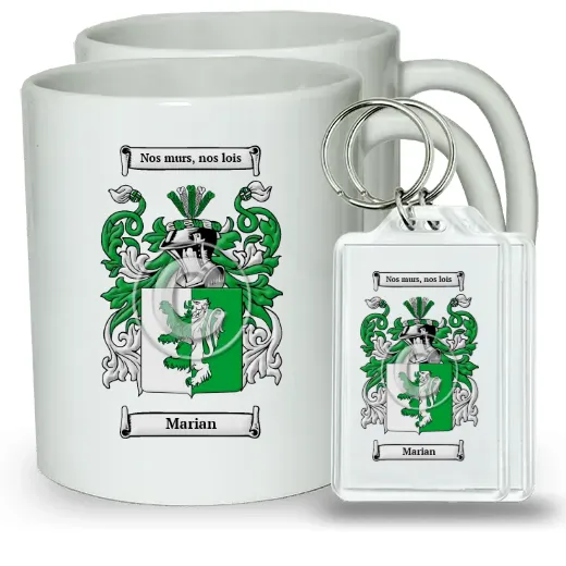 Marian Pair of Coffee Mugs and Pair of Keychains