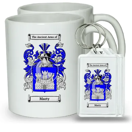 Marty Pair of Coffee Mugs and Pair of Keychains