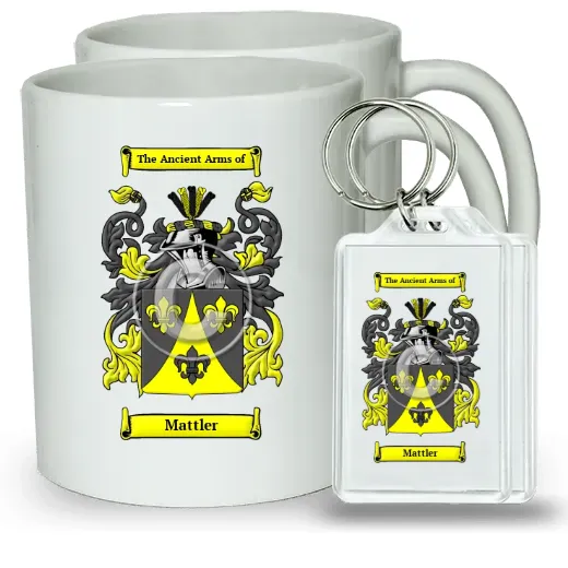 Mattler Pair of Coffee Mugs and Pair of Keychains