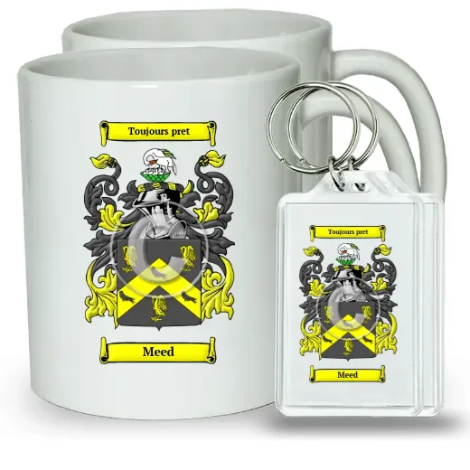 Meed Pair of Coffee Mugs and Pair of Keychains