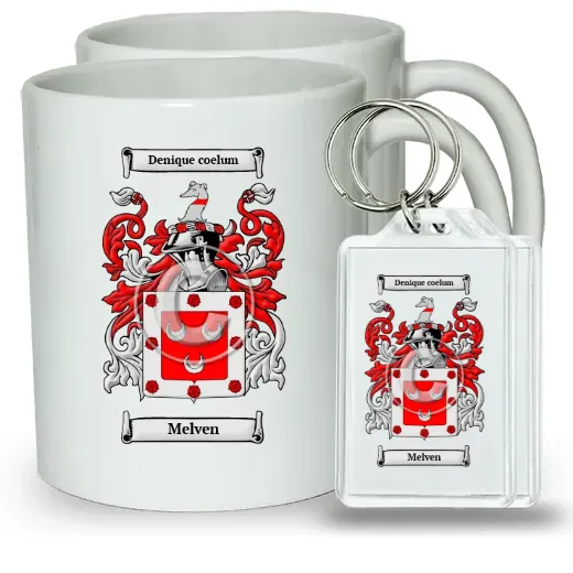 Melven Pair of Coffee Mugs and Pair of Keychains