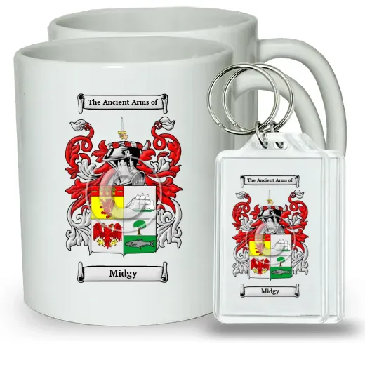 Midgy Pair of Coffee Mugs and Pair of Keychains