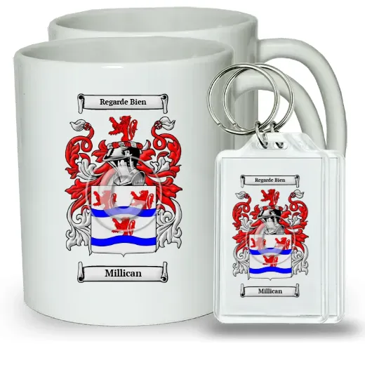 Millican Pair of Coffee Mugs and Pair of Keychains
