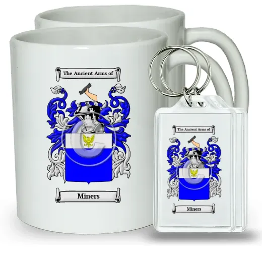 Miners Pair of Coffee Mugs and Pair of Keychains