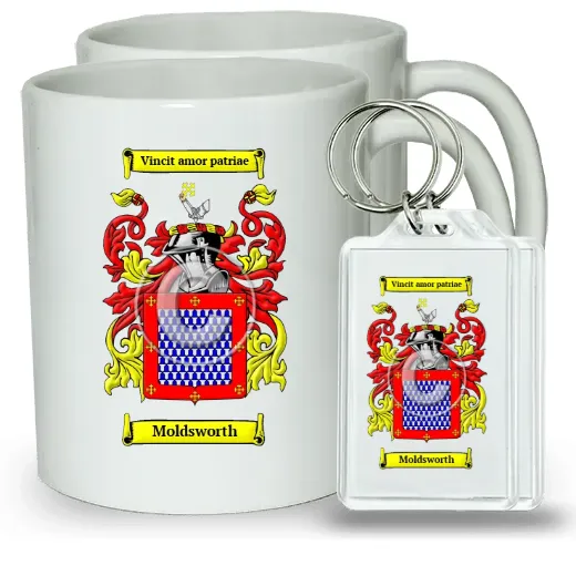 Moldsworth Pair of Coffee Mugs and Pair of Keychains