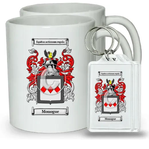 Monogue Pair of Coffee Mugs and Pair of Keychains