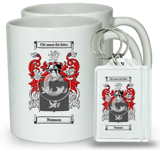 Noman Pair of Coffee Mugs and Pair of Keychains