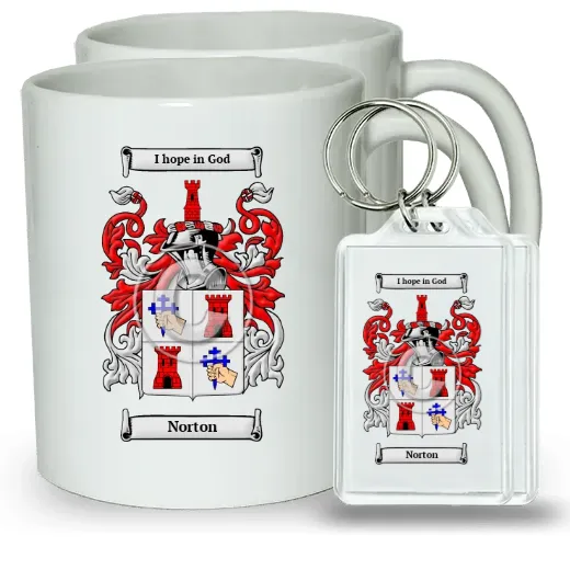Norton Pair of Coffee Mugs and Pair of Keychains