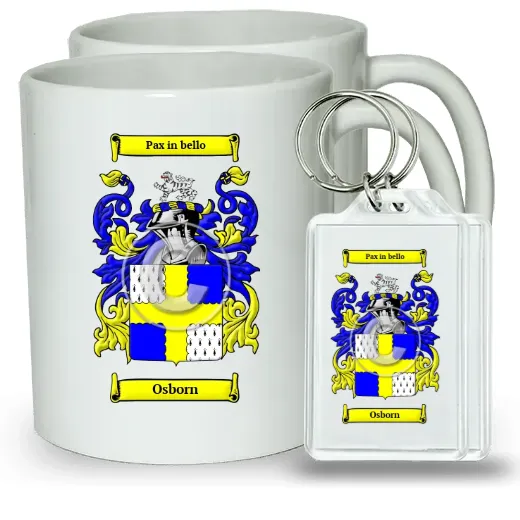Osborn Pair of Coffee Mugs and Pair of Keychains