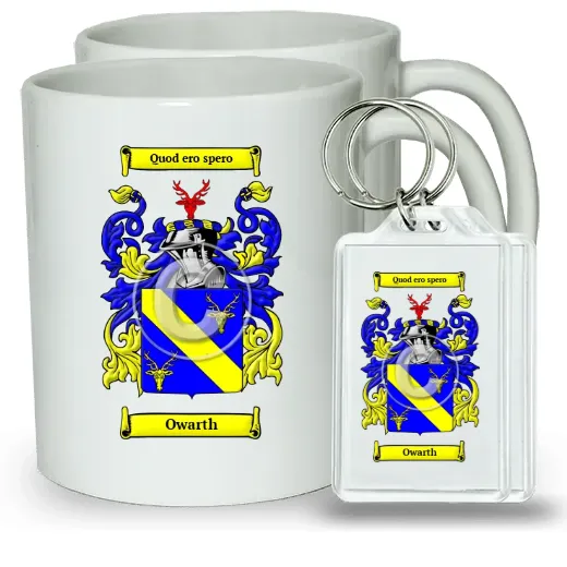 Owarth Pair of Coffee Mugs and Pair of Keychains