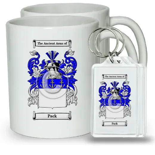 Pack Pair of Coffee Mugs and Pair of Keychains