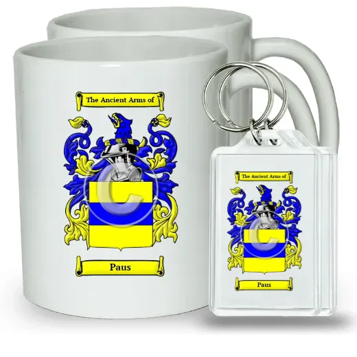 Paus Pair of Coffee Mugs and Pair of Keychains