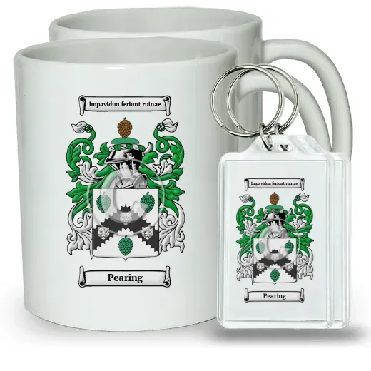 Pearing Pair of Coffee Mugs and Pair of Keychains