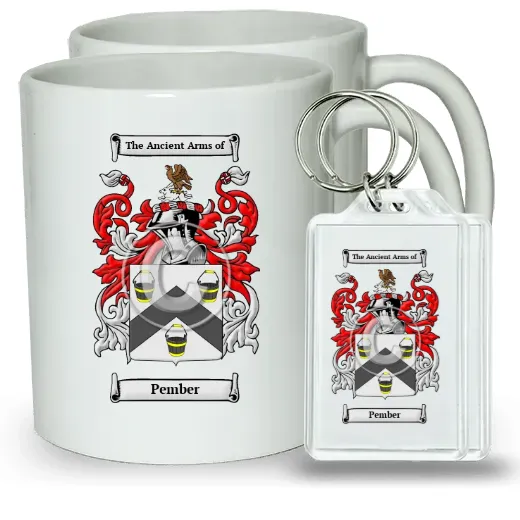 Pember Pair of Coffee Mugs and Pair of Keychains