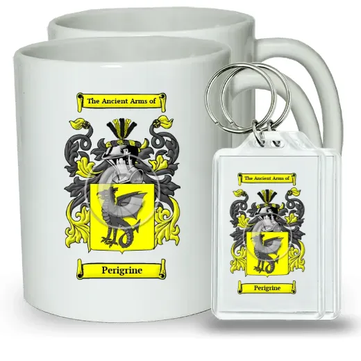 Perigrine Pair of Coffee Mugs and Pair of Keychains