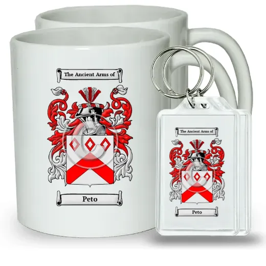 Peto Pair of Coffee Mugs and Pair of Keychains