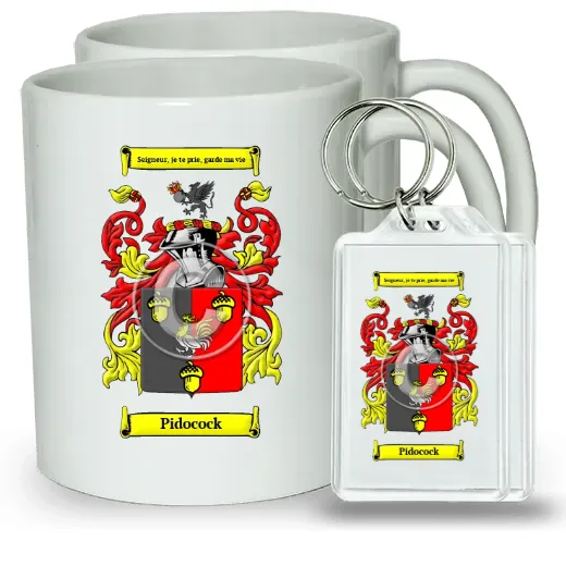 Pidocock Pair of Coffee Mugs and Pair of Keychains