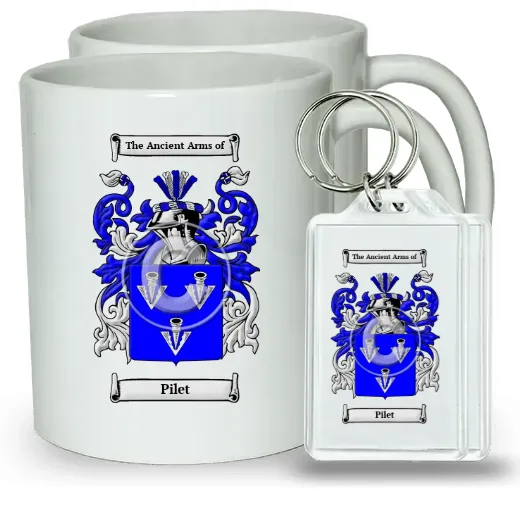 Pilet Pair of Coffee Mugs and Pair of Keychains