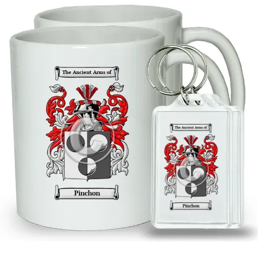 Pinchon Pair of Coffee Mugs and Pair of Keychains
