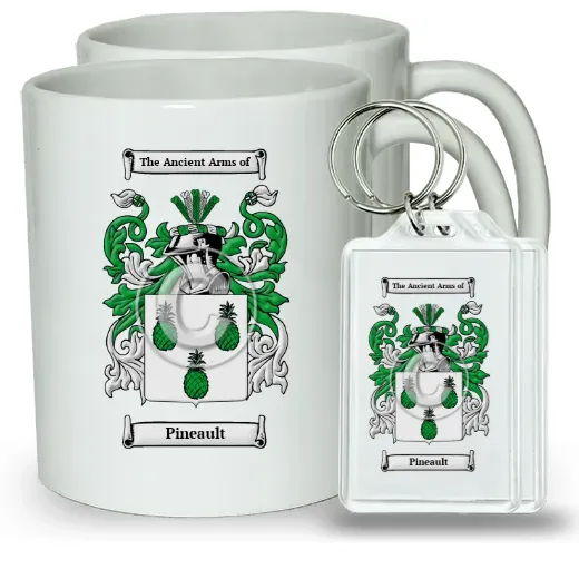 Pineault Pair of Coffee Mugs and Pair of Keychains