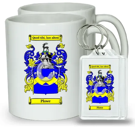 Plowe Pair of Coffee Mugs and Pair of Keychains