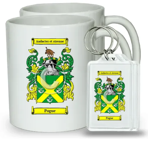 Pogue Pair of Coffee Mugs and Pair of Keychains