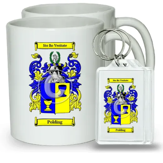 Polding Pair of Coffee Mugs and Pair of Keychains